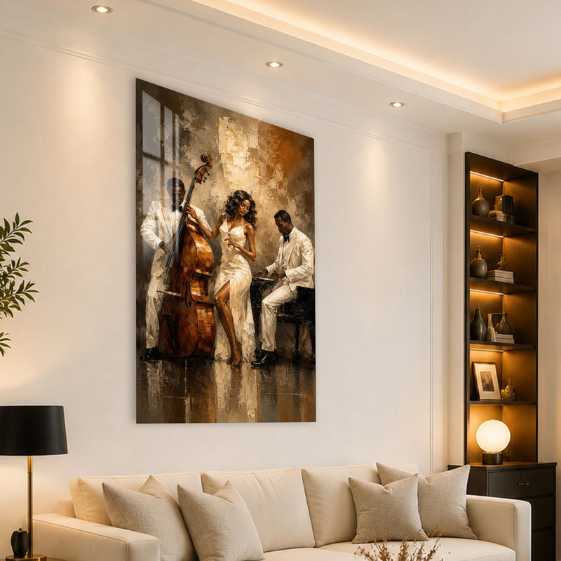 Caz Gecesi Üçlüsü Cam Tablo – Cam Tablo