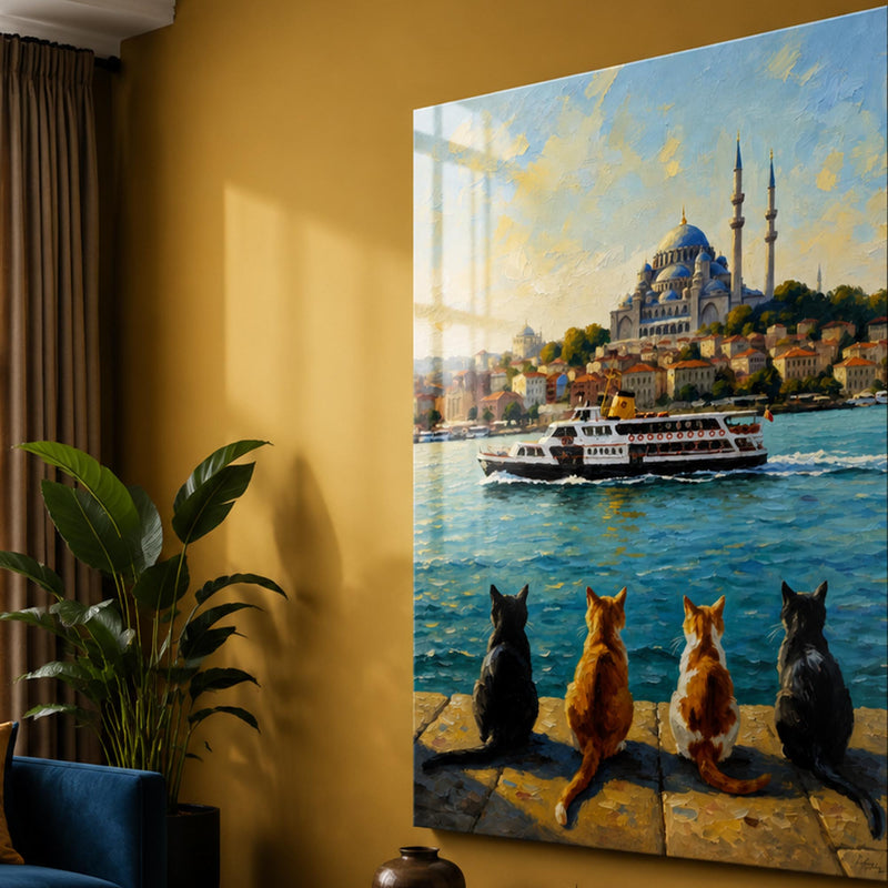 İstanbul Boğazı Kedi Manzarası Cam Tablo – Cam Tablo