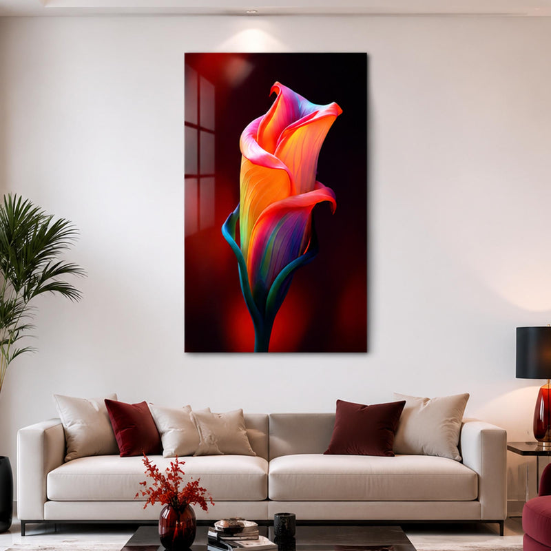 Neon Pembe Gelin Çiçeği Cam Tablo – Cam Tablo