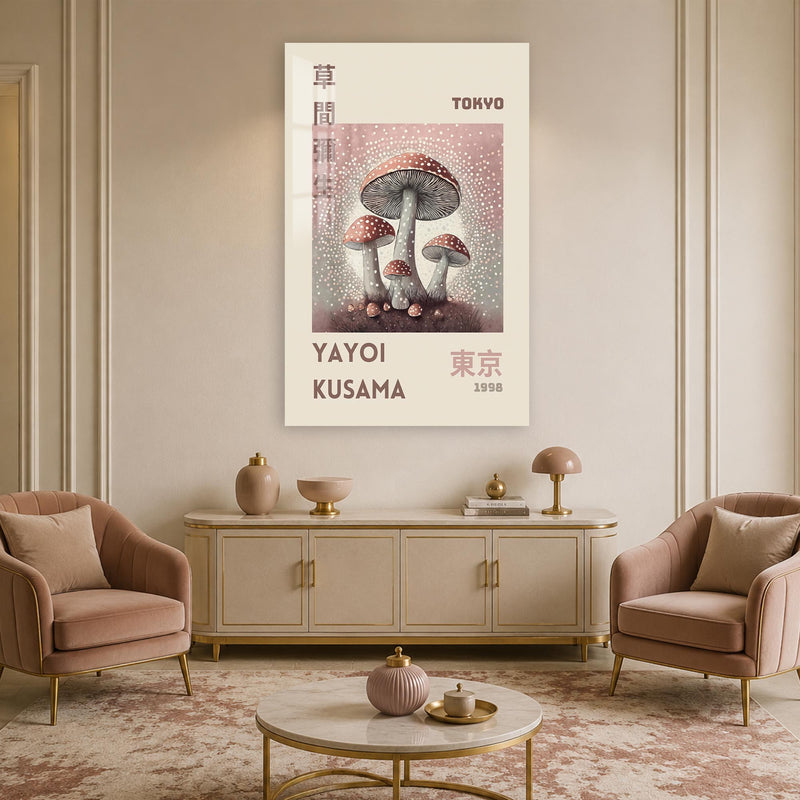 Pembe Sislerde Benekli Mantarlar Cam Tablo – Cam Tablo