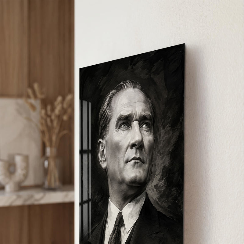 Yukarı Bakan Atatürk Cam Tablo
