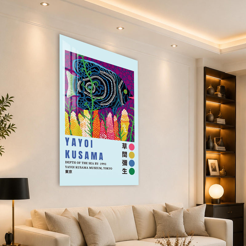Rengarenk Mercanlarda Benekli Balık Cam Tablo – Cam Tablo