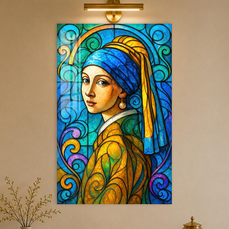 Mozaik İnci Küpeli Kız Cam Tablo – Cam Tablo