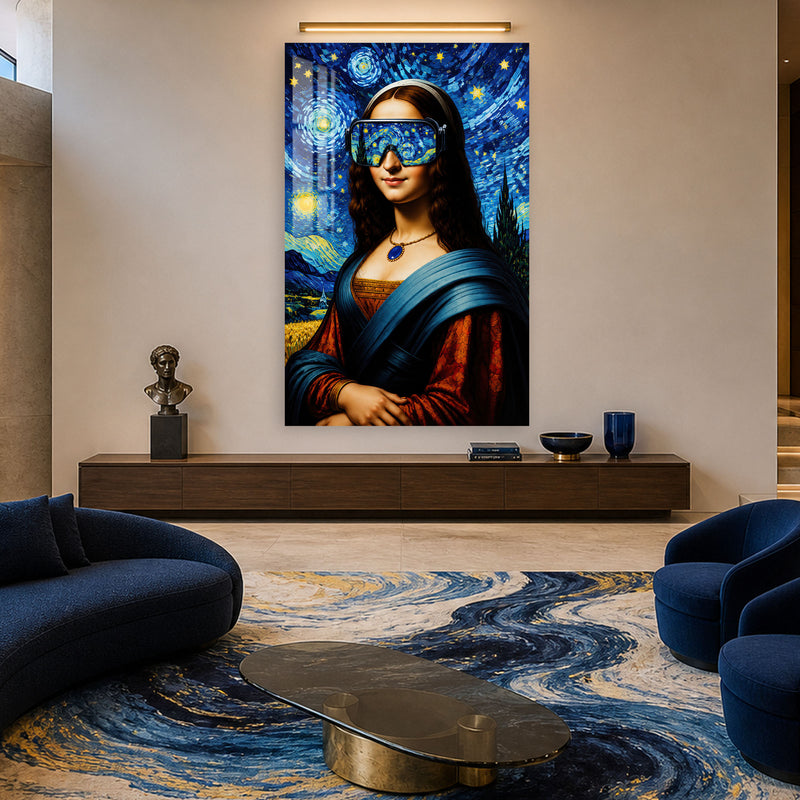Yıldızlı Gece Mona Lisa Cam Tablo – Cam Tablo