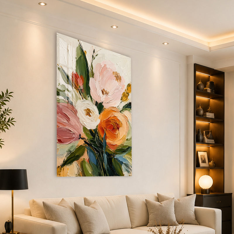 Pastel Gül Buketi Cam Tablo – Cam Tablo