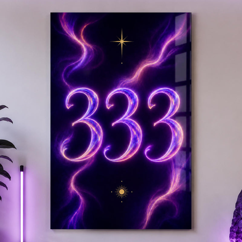 Mor Neon 333 Geçidi Cam Tablo – Cam Tablo