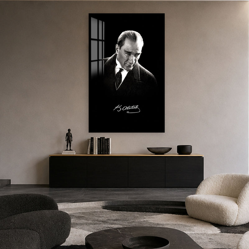İmzalı Atatürk Cam Tablo