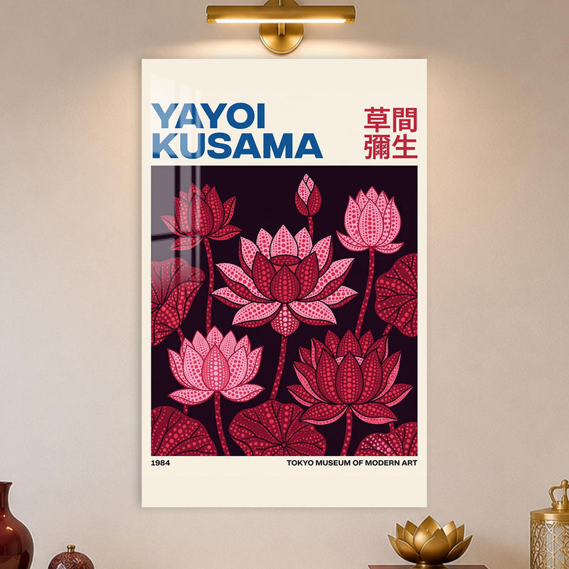 Siyah Gecede Pembe Lotuslar Cam Tablo – Cam Tablo