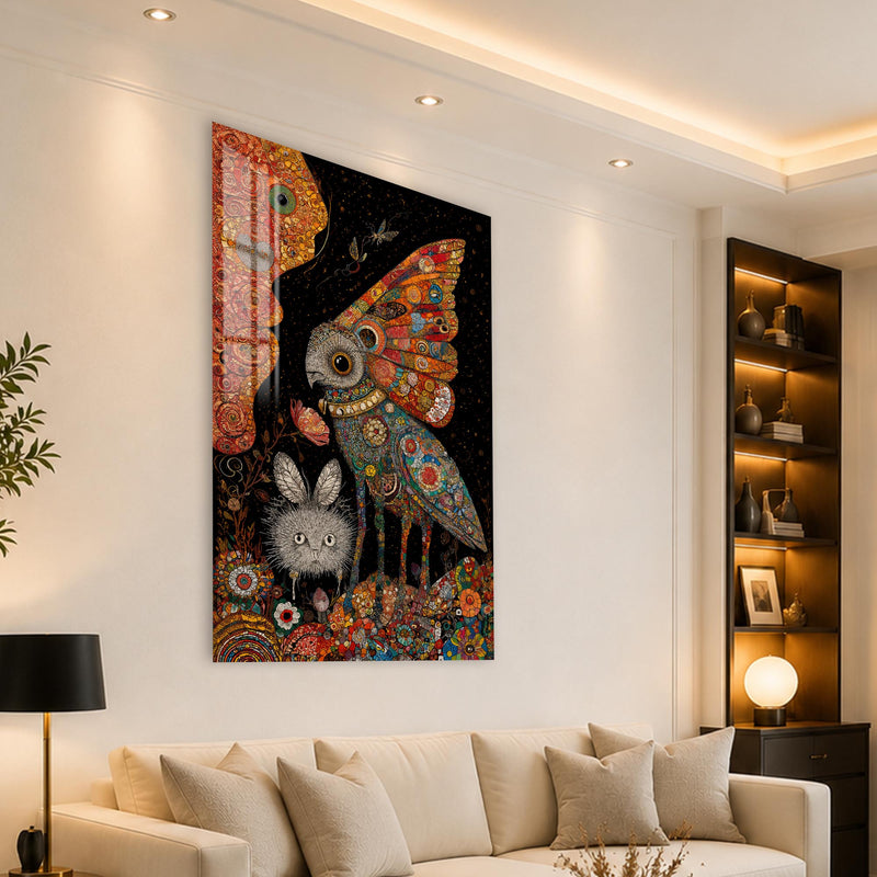 Masalsı Baykuş Bahçesi Cam Tablo – Cam Tablo