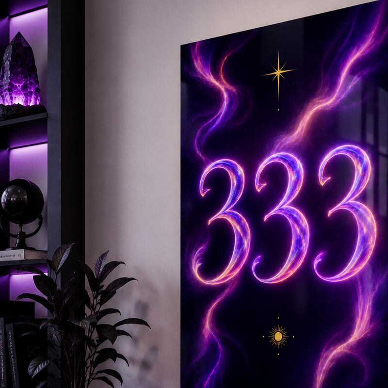 Mor Neon 333 Geçidi Cam Tablo – Cam Tablo