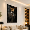 Takım Elbiseli Leopar Beyefendi Cam Tablo – Cam Tablo