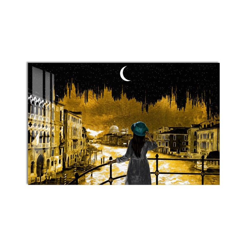 Venedik Gecesinde Kadın Cam Tablo – Cam Tablo