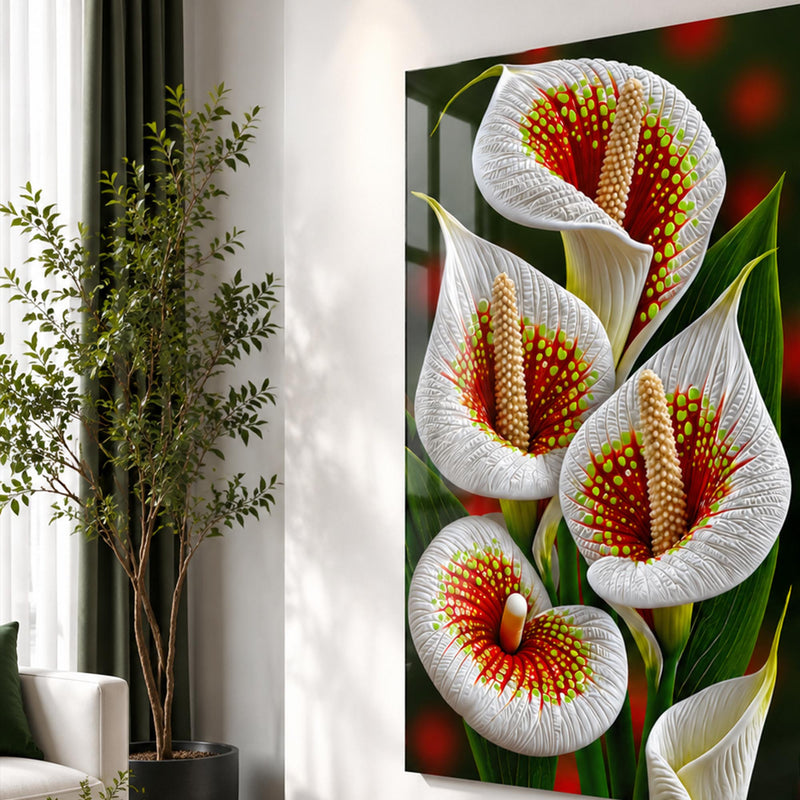 Beyaz Calla Lily Cam Tablo – Cam Tablo