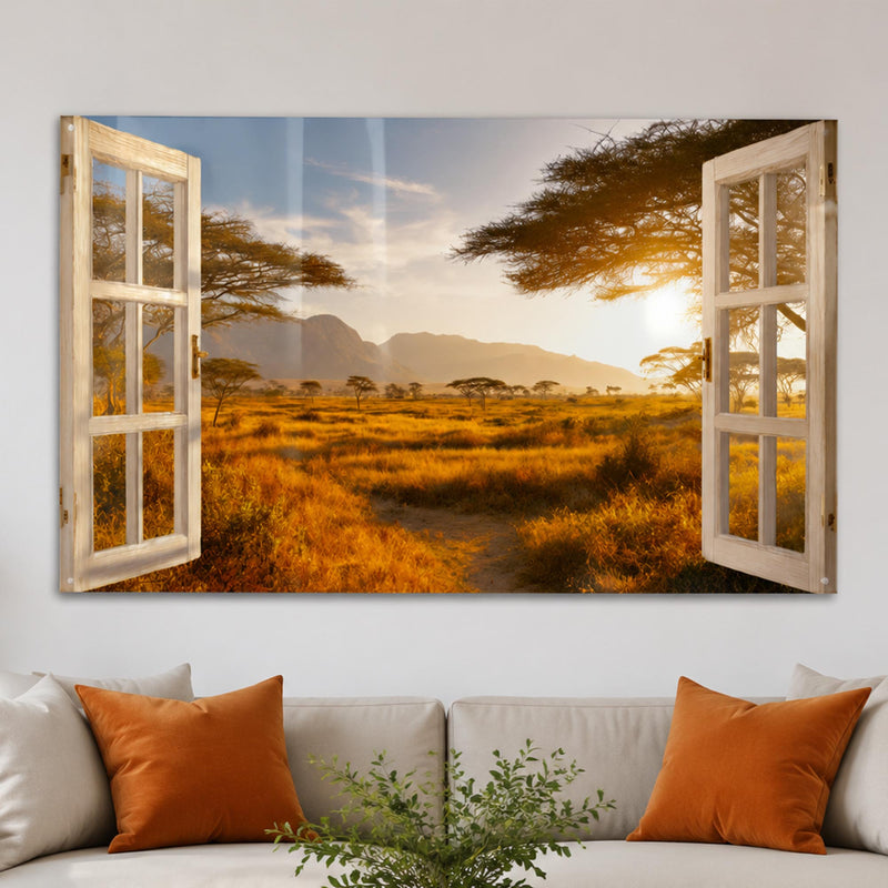 Afrika Savana Akasya Cam Tablo – Cam Tablo