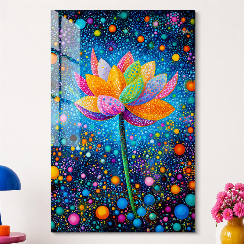 Noktalı Lotus Çiçeği Cam Tablo – Cam Tablo
