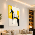 Sarı Geometride Gümüş At Cam Tablo – Cam Tablo