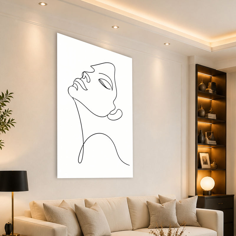 Tek Çizgi Kadın Yüzü Cam Tablo – Cam Tablo