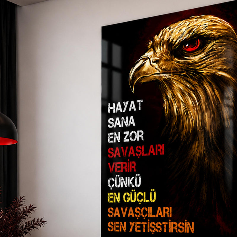 Türkçe Yazılı Altın Kartal Cam Tablo – Cam Tablo