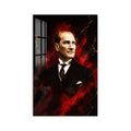 Kızıl Zeminde Atatürk Cam Tablo