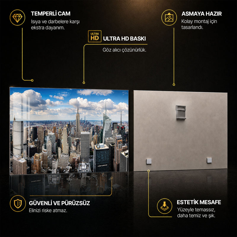New York Üstten Manzara Cam Tablo – Cam Tablo