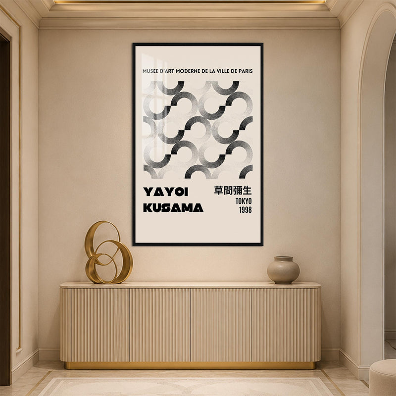 Siyah Gri İç İçe Halkalar Cam Tablo – Siyah Çerçeveli Cam Tablo