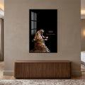 Siyah Zeminde 222 Leopar Cam Tablo – Siyah Çerçeveli Cam Tablo
