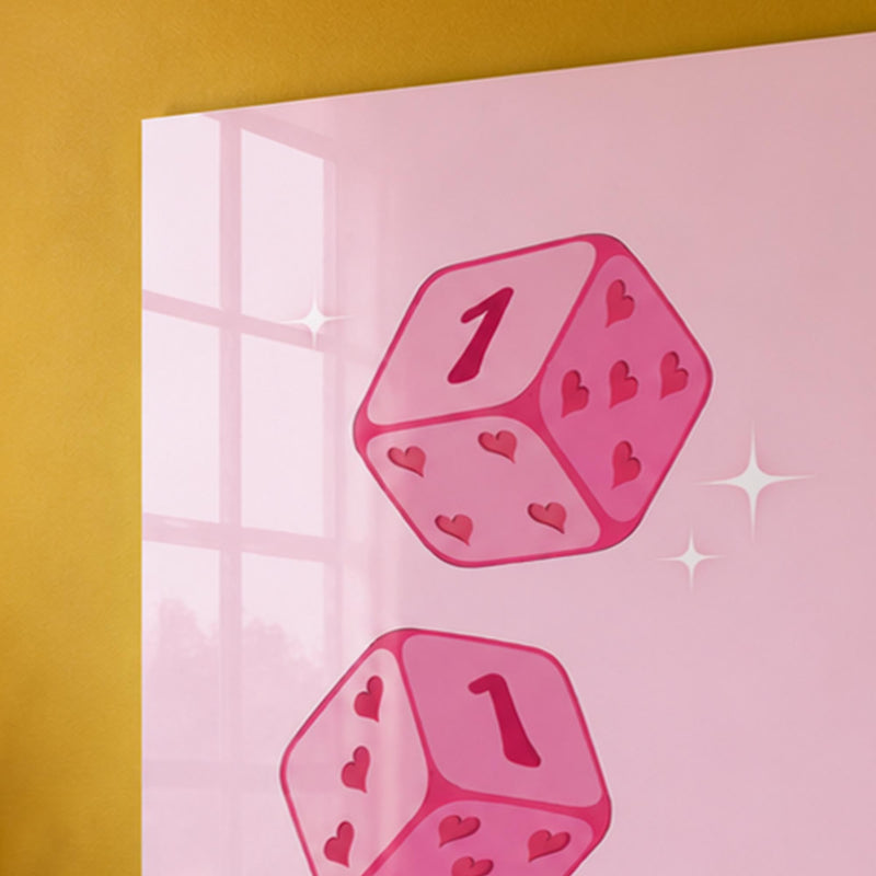 Pembe Şans Zarları Cam Tablo – Cam Tablo