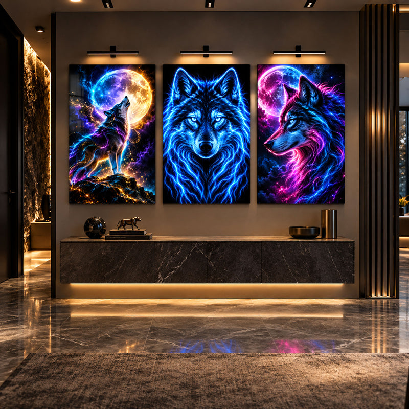 Neon Kurt Üçlüsü Üçlü Cam Tablo