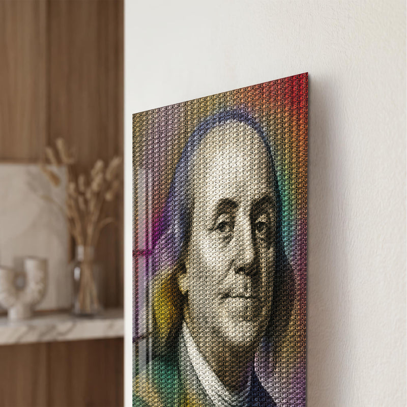 Dolar Dokulu Franklin Portresi Cam Tablo – Cam Tablo