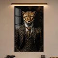 Takım Elbiseli Leopar Beyefendi Cam Tablo – Cam Tablo