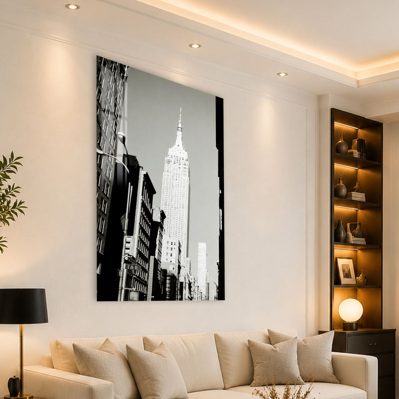 Empire State Siyah Beyaz Cam Tablo – Cam Tablo