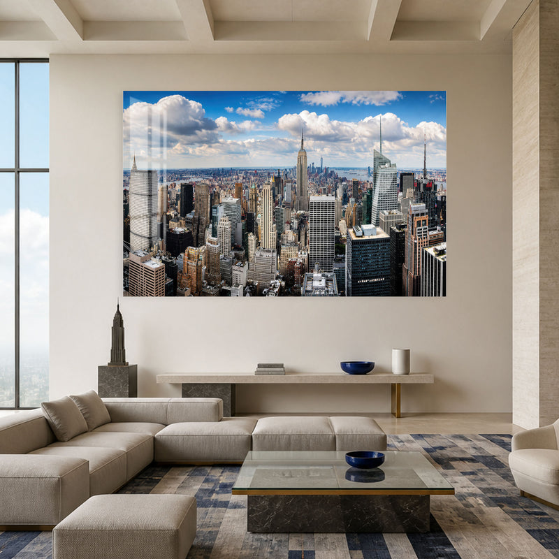 New York Üstten Manzara Cam Tablo – Cam Tablo