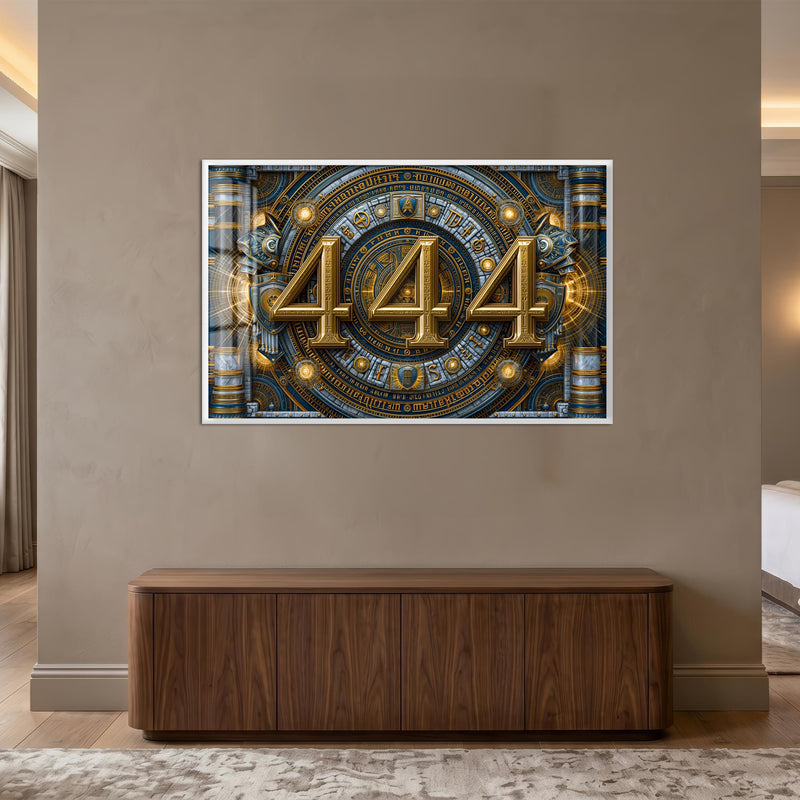 Antik Mekanizmada 444 Cam Tablo – Gümüş Çerçeveli Cam Tablo