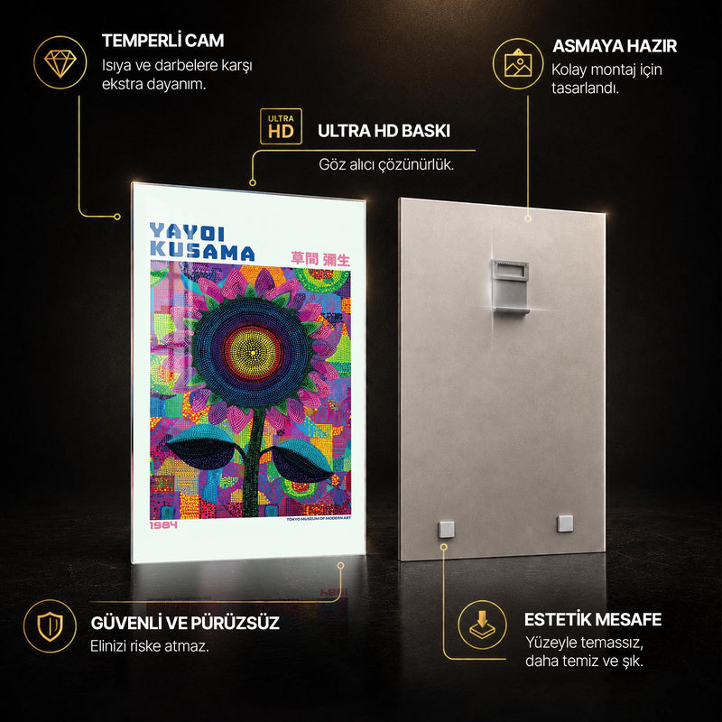 Rengarenk Benekli Ayçiçeği Cam Tablo – Cam Tablo