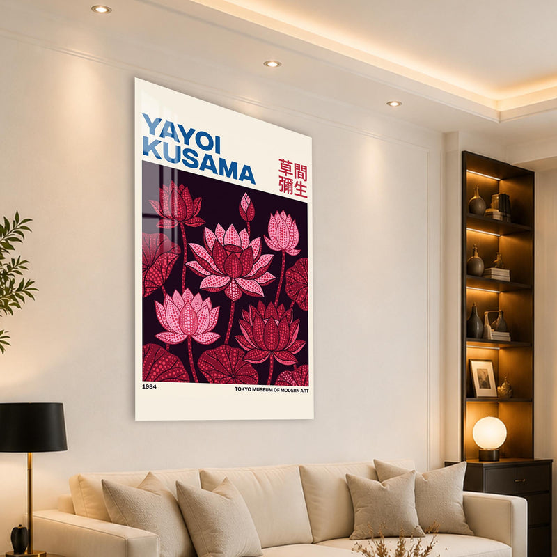 Siyah Gecede Pembe Lotuslar Cam Tablo – Cam Tablo
