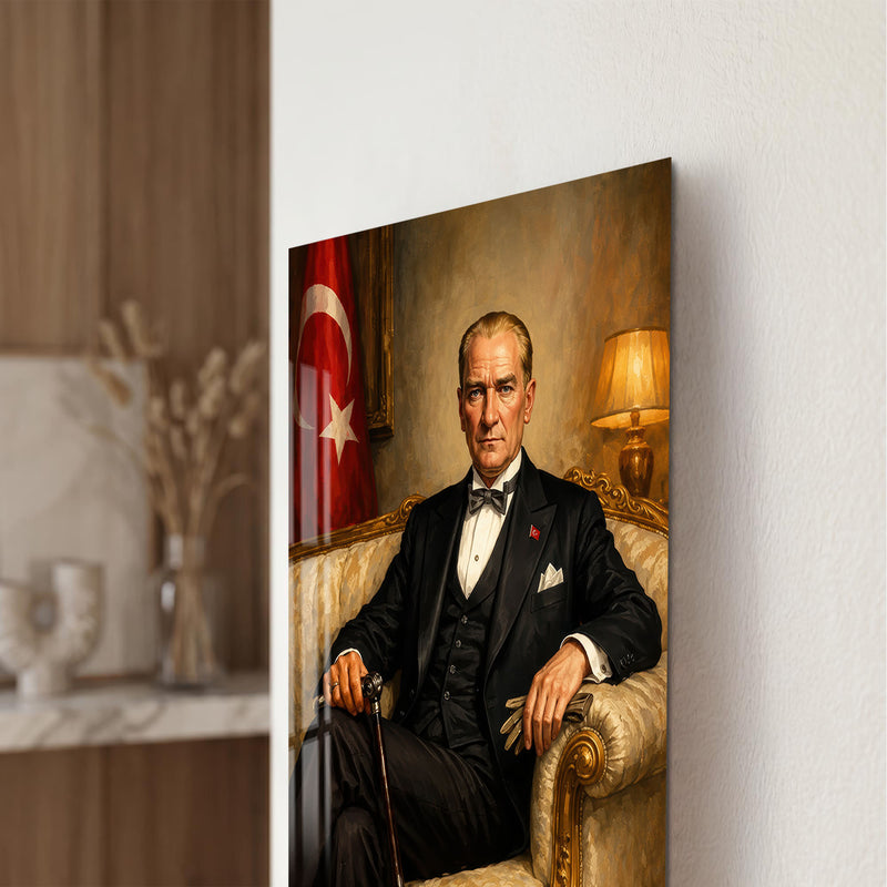 Koltukta Atatürk Cam Tablo