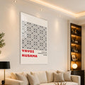 Gri Geometrik Çiçek Deseni Cam Tablo – Cam Tablo