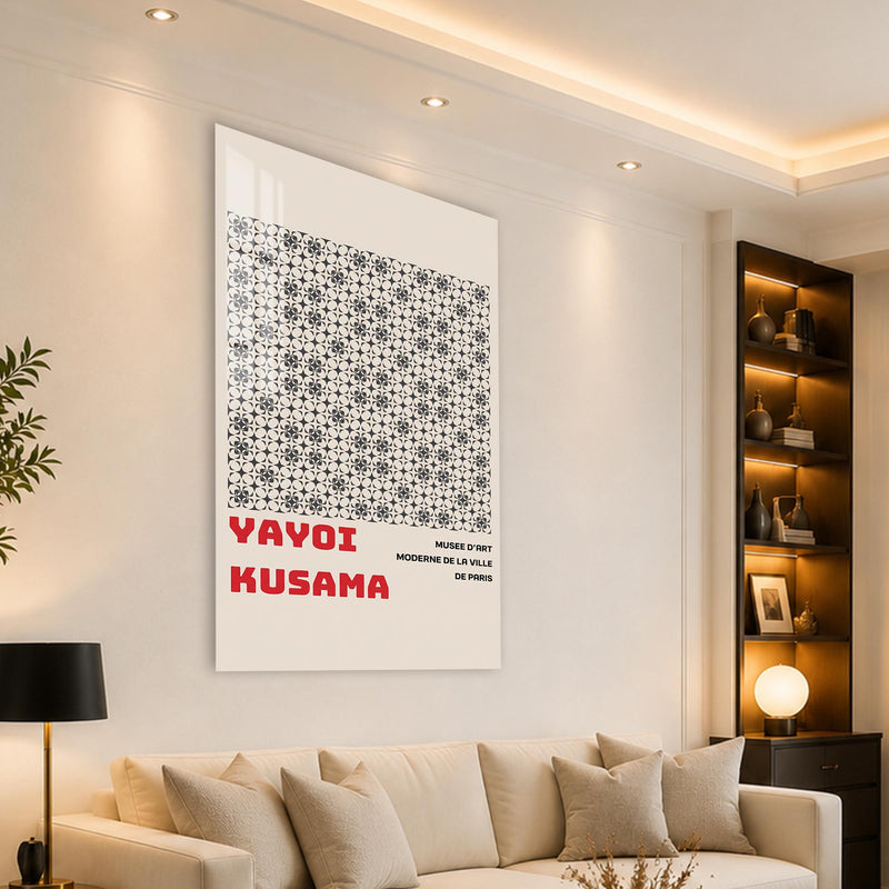 Gri Geometrik Çiçek Deseni Cam Tablo – Cam Tablo
