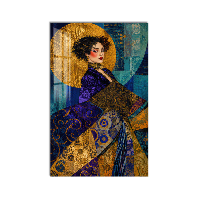 Klimt Esintili Kadın Cam Tablo – Cam Tablo