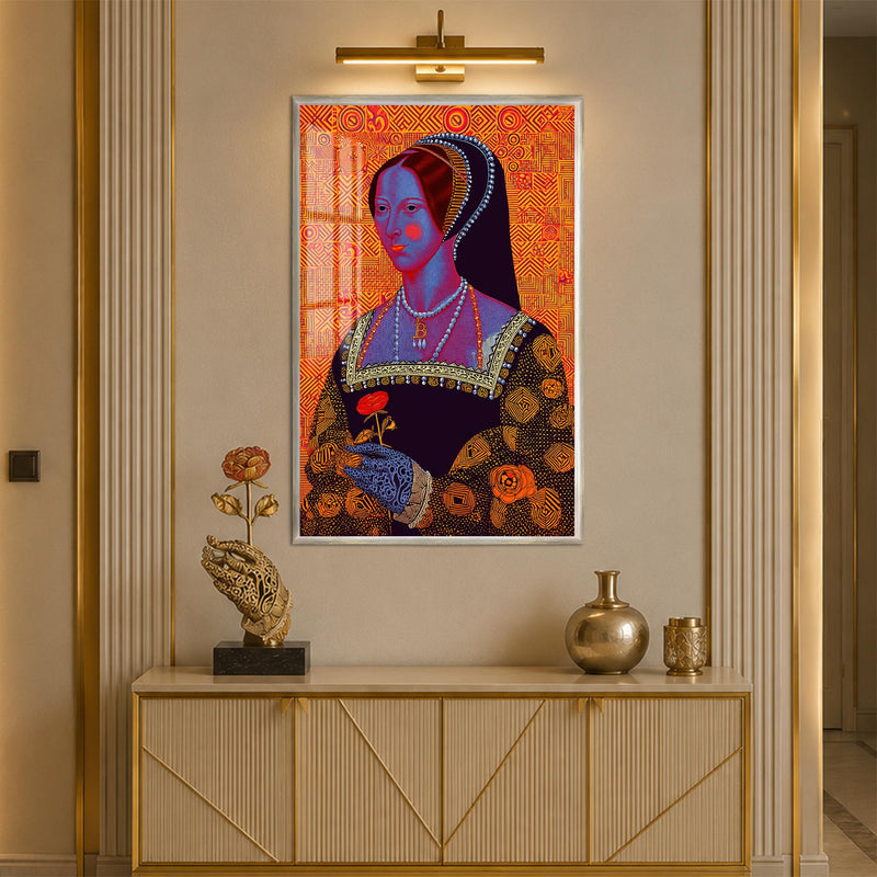 Renkli Pop Art Portre Cam Tablo – Gümüş Çerçeveli Cam Tablo