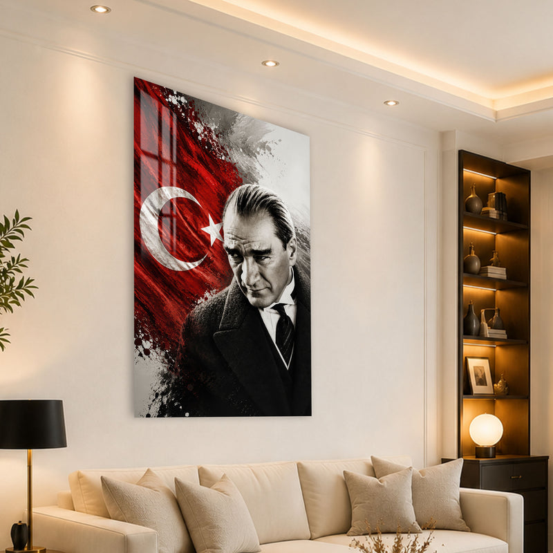 Düşünceli Atatürk Cam Tablo