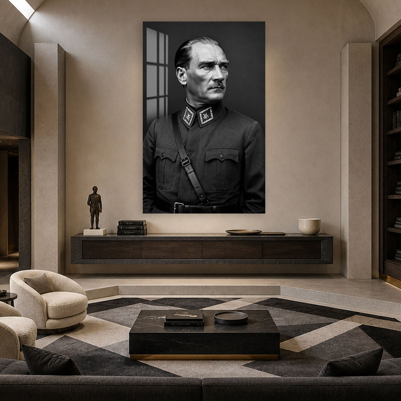 Üniformalı Atatürk Cam Tablo