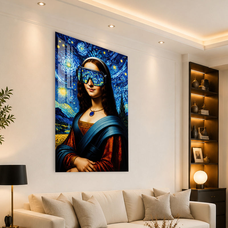Yıldızlı Gece Mona Lisa Cam Tablo – Cam Tablo