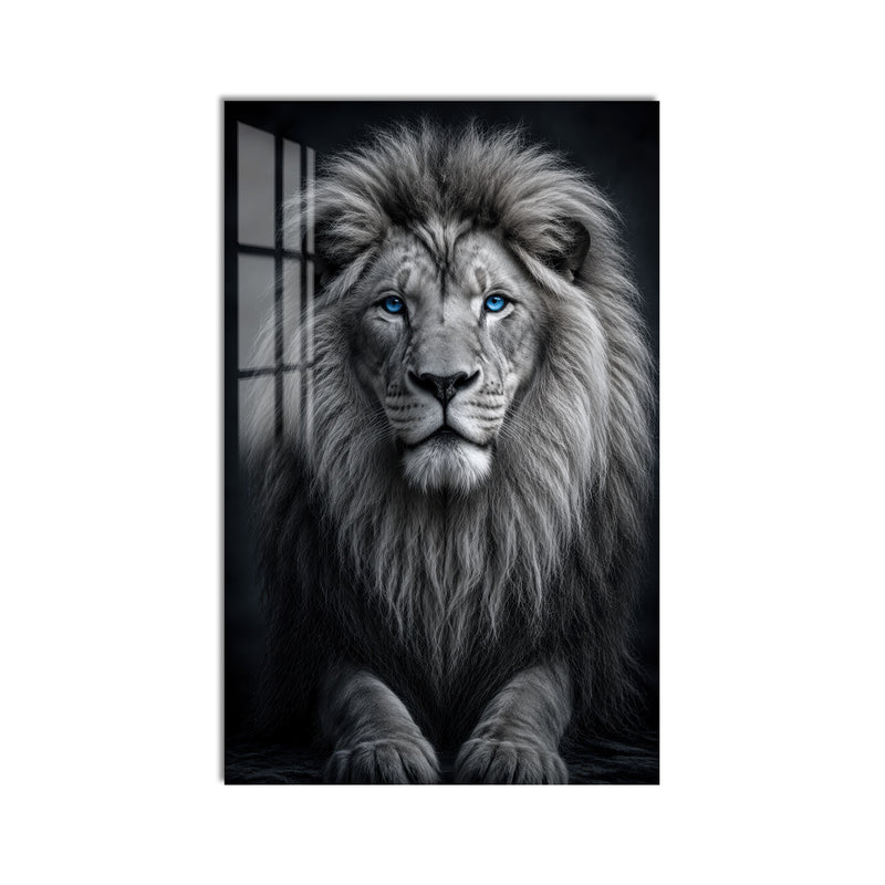 Mavi Gözlü Aslan Cam Tablo – Cam Tablo