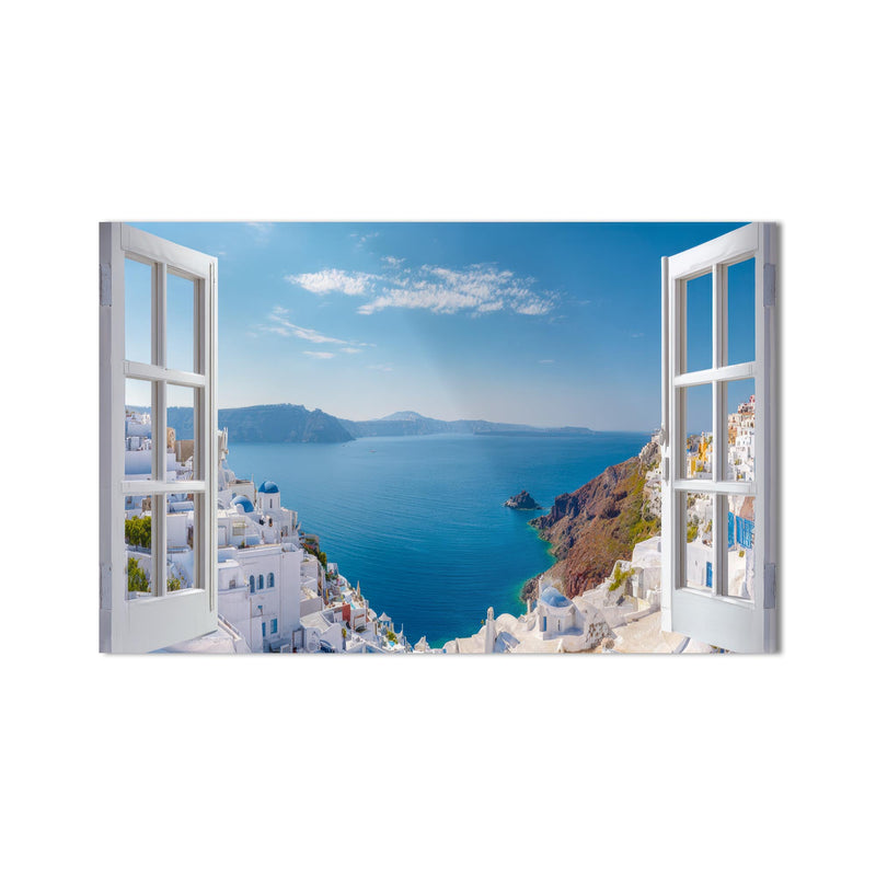 Santorini Mavi Kubbeler Cam Tablo – Cam Tablo