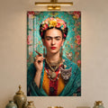Kedili ve Purolu Frida Kahlo Cam Tablo – Cam Tablo