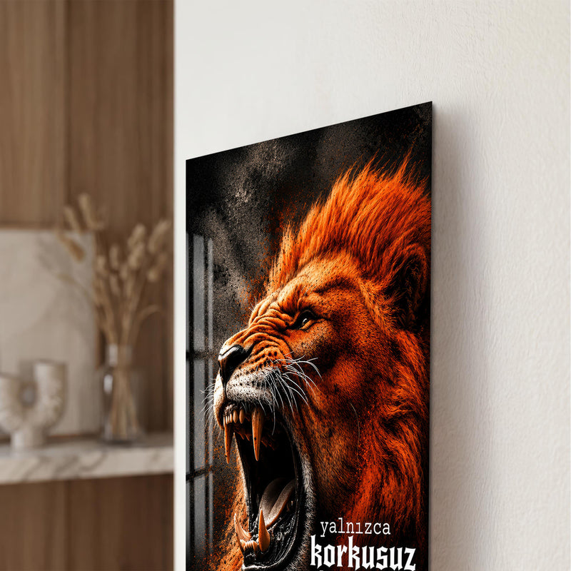 Türkçe Sözlü Kükreyen Aslan Cam Tablo – Cam Tablo