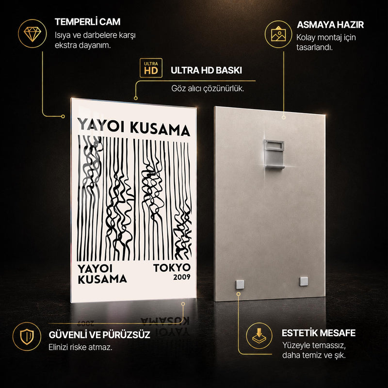 Siyah Dalgalı Çizgiler Cam Tablo – Cam Tablo
