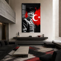 Fırça Bayraklı Atatürk Cam Tablo