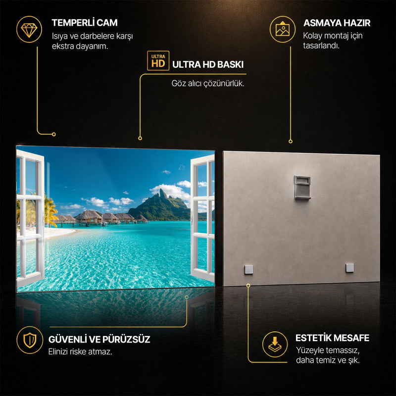 Bora Bora Su Bungalov Cam Tablo – Cam Tablo